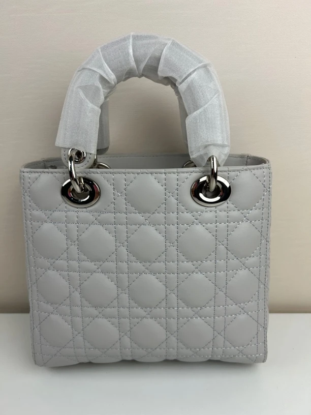 栢传BJ头层牛皮绣线C D同款菱格真皮手提包斜挎女包戴妃包