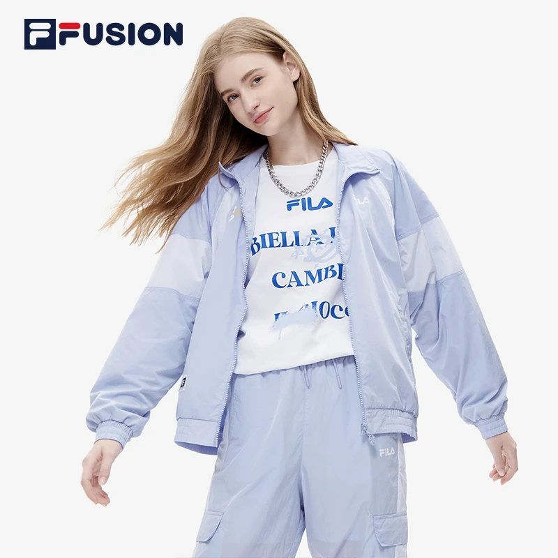 FILA 斐乐潮牌女运动外套2022秋新款休闲立领梭织上衣T11W235704