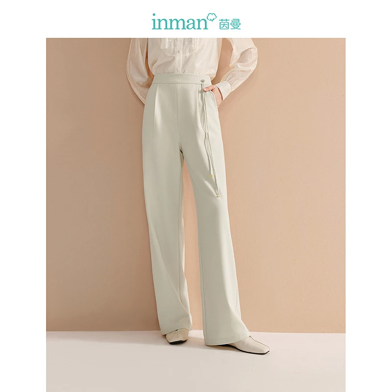 【过年新中式】茵曼春秋女休闲裤裤子筒裤直长裤宽松新款女装显瘦