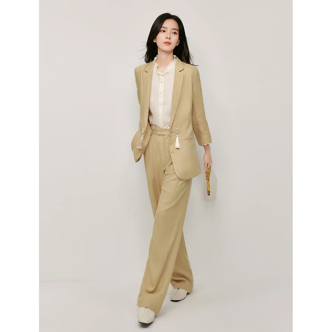 【商场同款】茵曼春秋新款女西装外套上衣休闲七分爆款百搭时尚