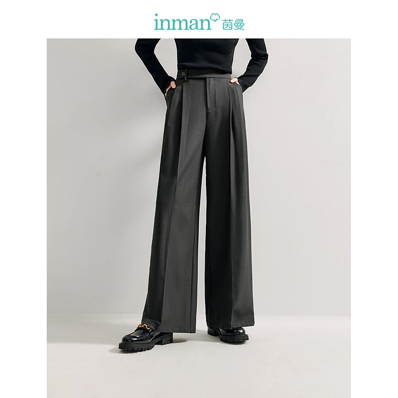 【周年庆】茵曼春秋女休闲裤阔腿裤裤子长裤宽松新款高腰修身松紧