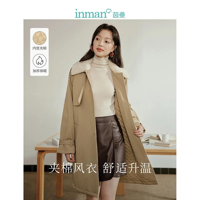 茵曼冬季女风衣外套女装休闲新款长袖爆款百搭时尚舒适简约实用
