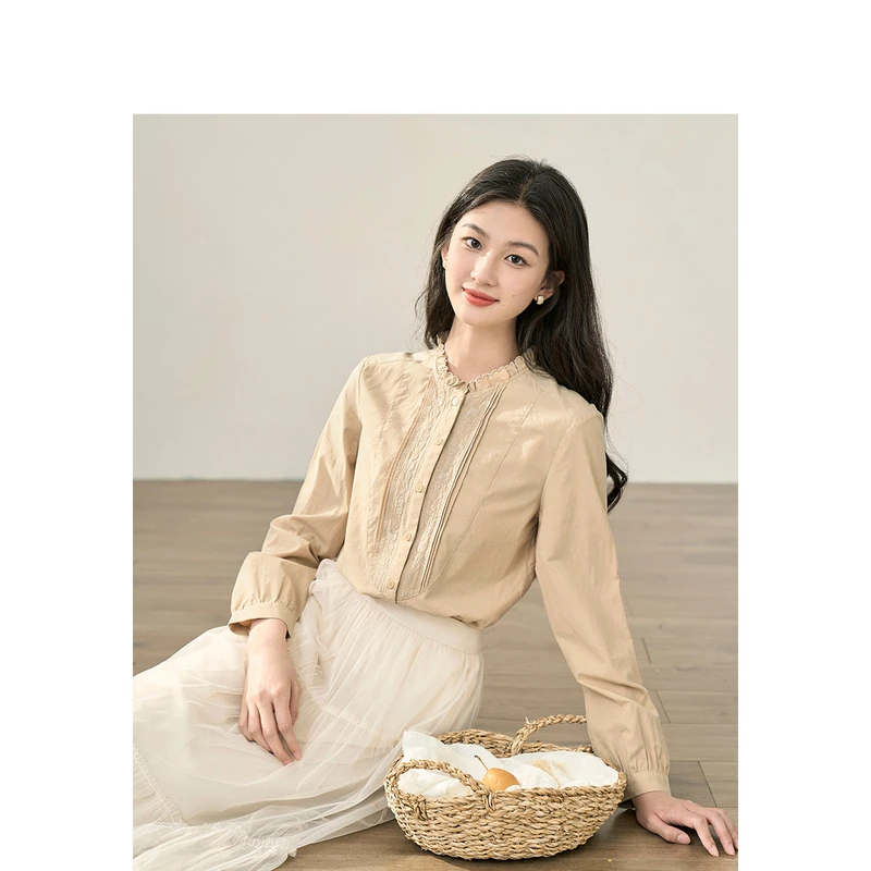 【商场同款】茵曼春秋女衬衫衬衣上衣长袖女装新款显瘦休闲甜美豹纹