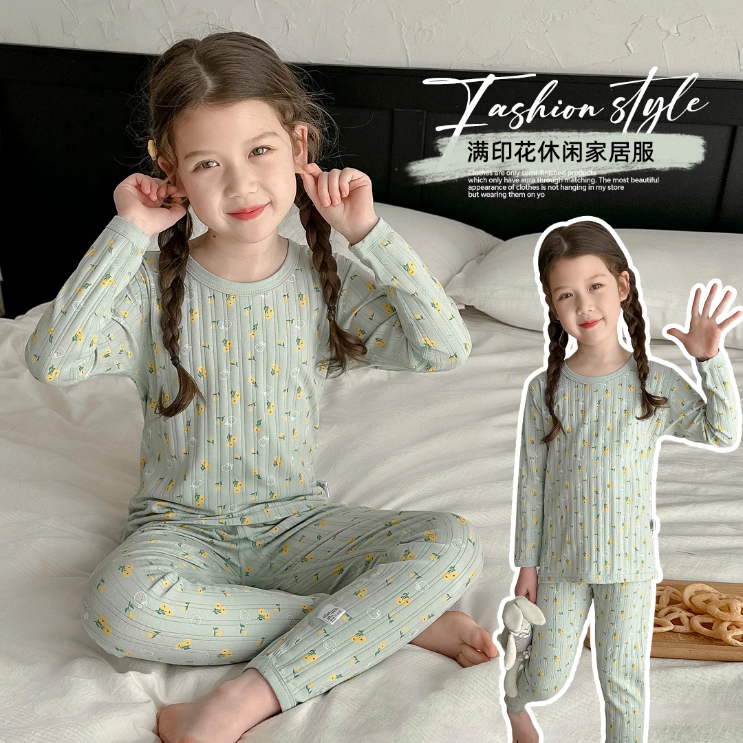 小菲特女童春装上衣2024新款睡衣套装儿童中大童家居服JPTC40329