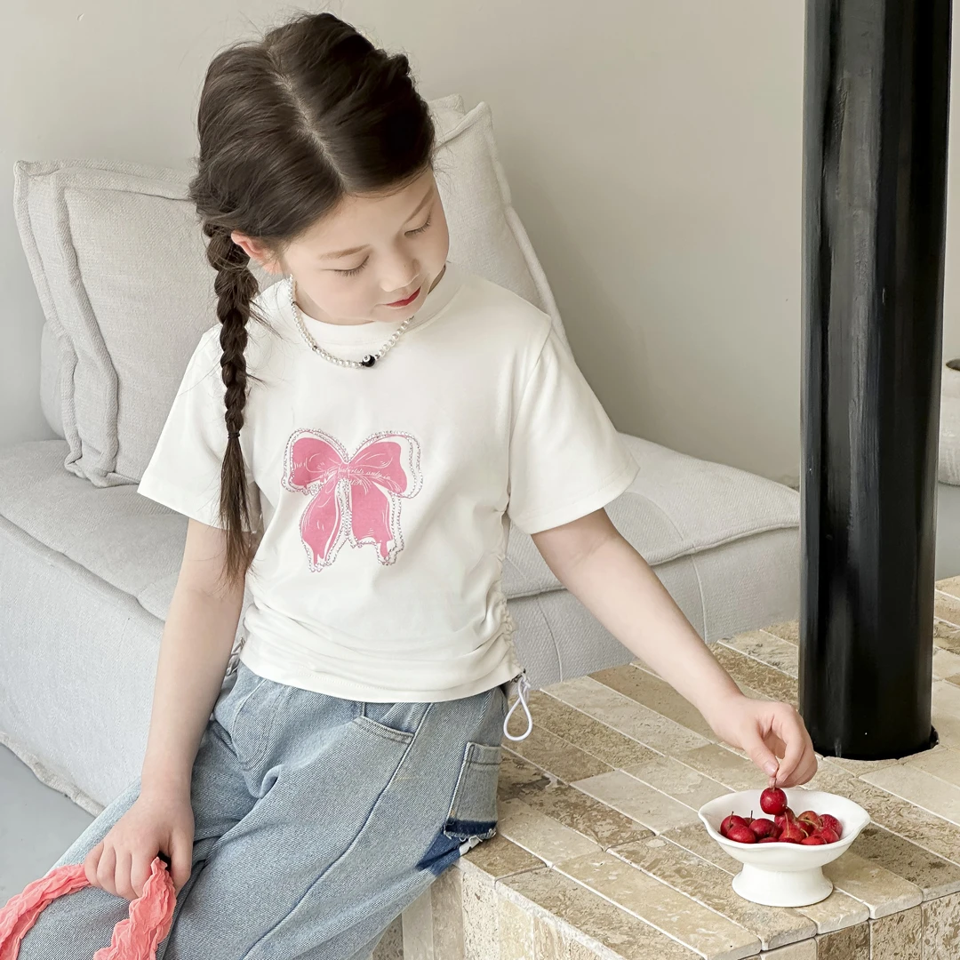 小菲特夏季新款女童装6-12岁圆领T恤上衣中大童女宝短袖JMYX40853