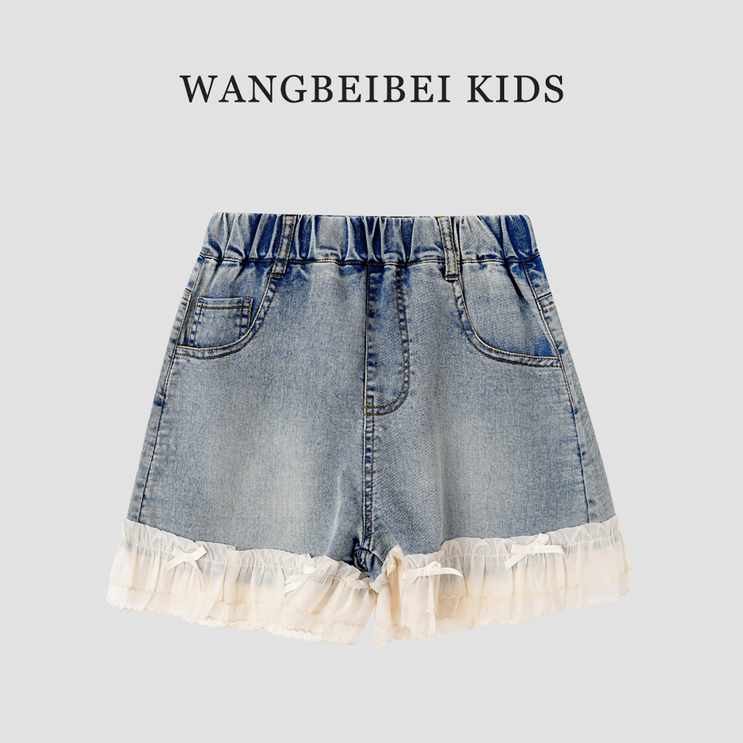 【王北北】夏季新款女童百搭短裤中大童女宝牛仔短裤JMKX41167
