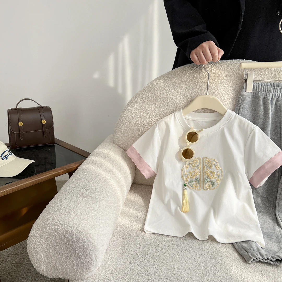 小菲特夏季女童装新中式上衣6-12岁中大童女宝T恤 QDYX40703