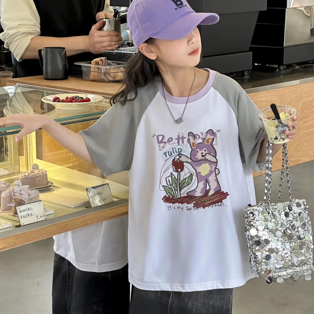 SZKP夏季新款女童6-15岁休闲T恤上衣中大童女宝短袖 JMYX440665