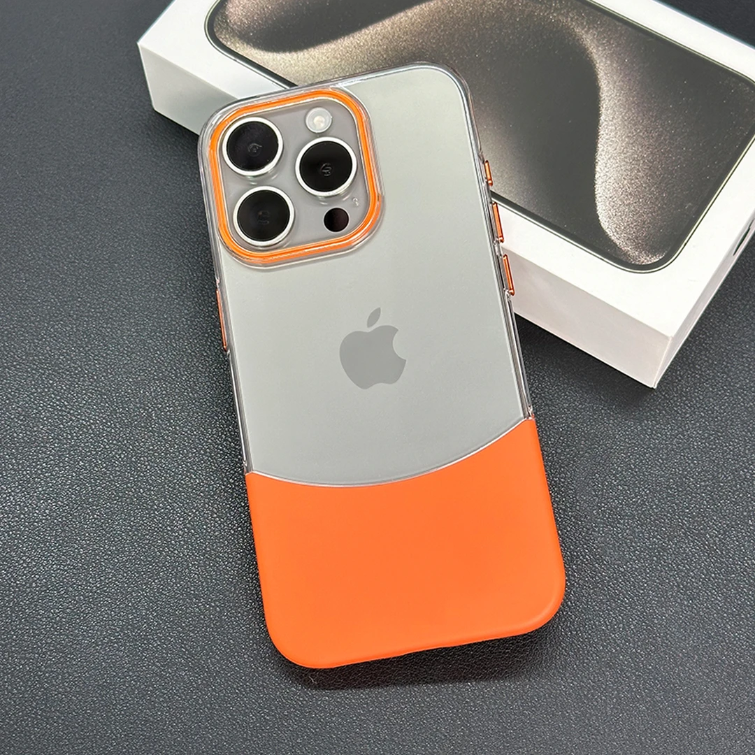 苹果新款透明拼接简约手机壳肤感全包无线上下插15硬壳防摔PC保护