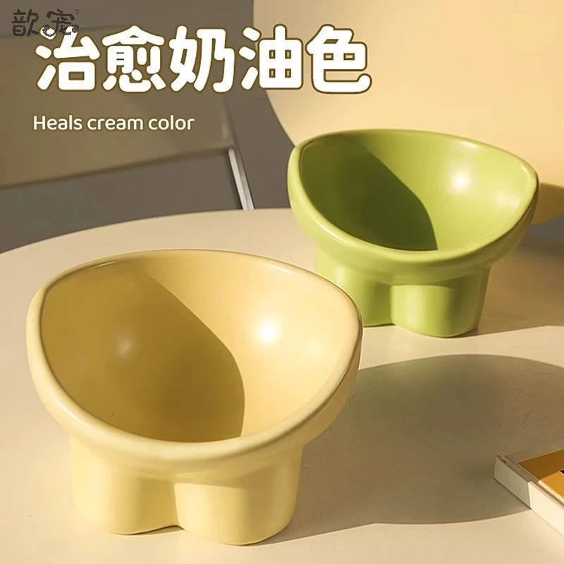 猫碗高颜值大口径猫食盆高脚护颈吃饭喝水饭碗狗碗宠物猫咪用品