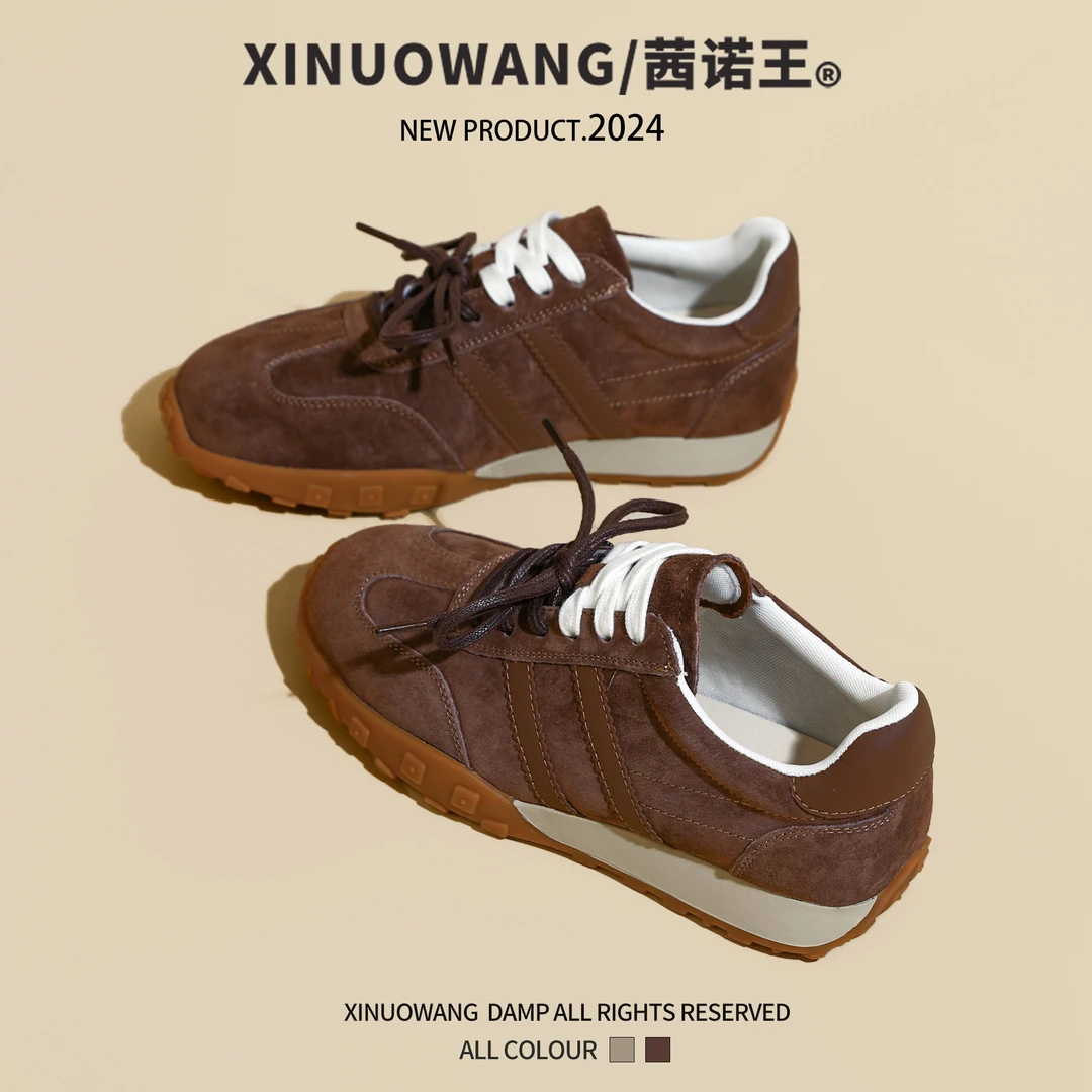 厚底秋季新款平底德训鞋女真皮运动阿甘鞋百搭透气复古防滑休闲鞋