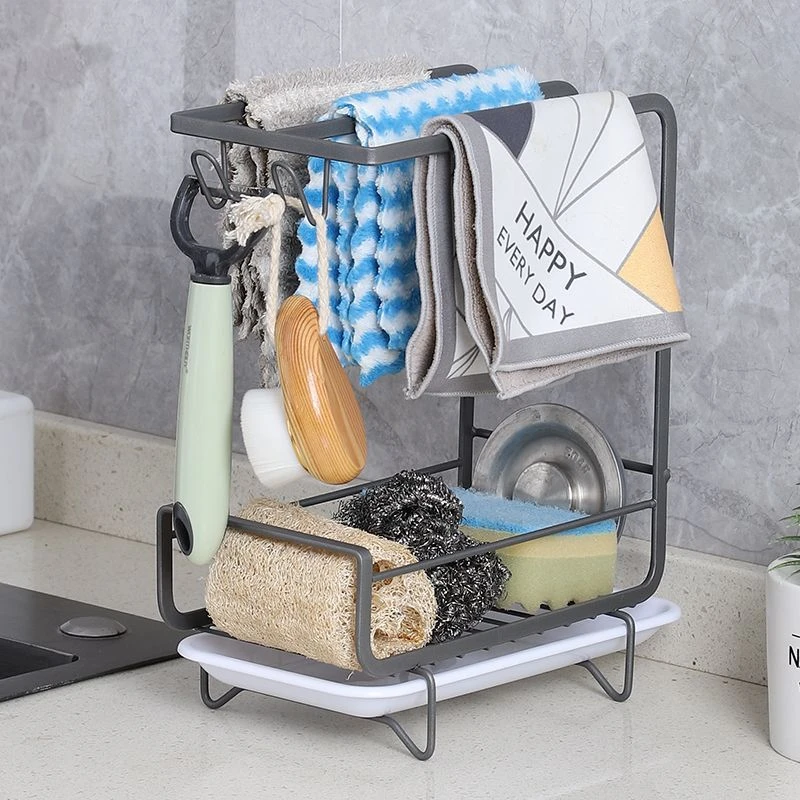 厨房抹布架置物架洗碗布海绵沥水架台面家居用品多功能壁挂收德意