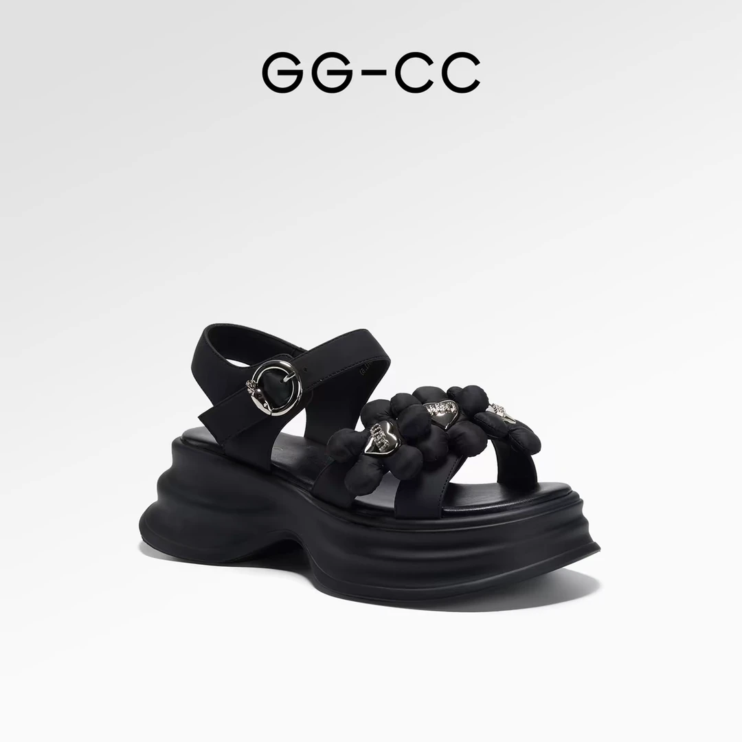 【海湾花园】GGCC2024夏季新款时尚厚底老爹凉鞋女百搭小众凉鞋