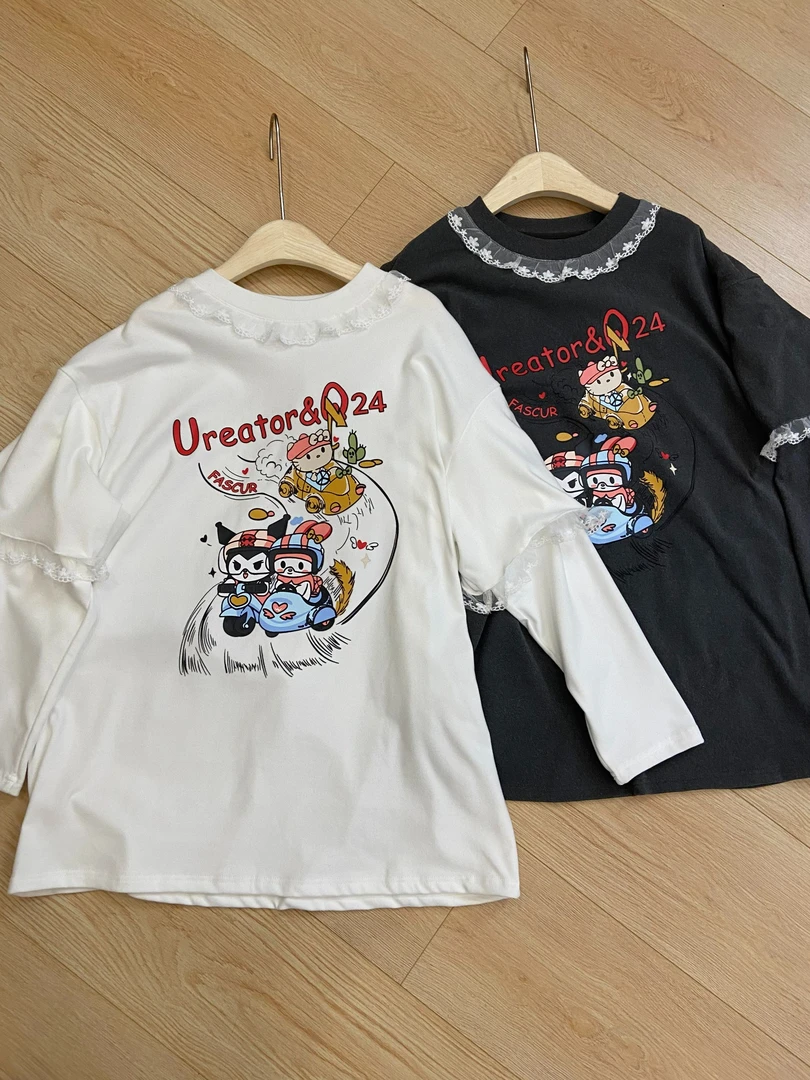 FY（606）冬款卡通拼蕾丝上衣kc