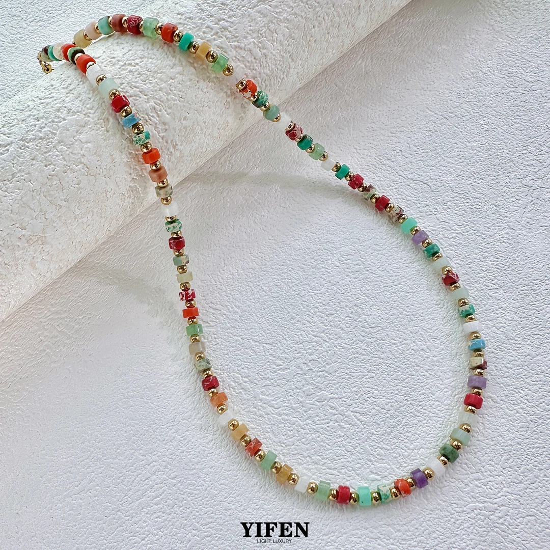 钛钢项链 波西米亚原创彩色手工锁骨链ins时尚手工设计款百搭866