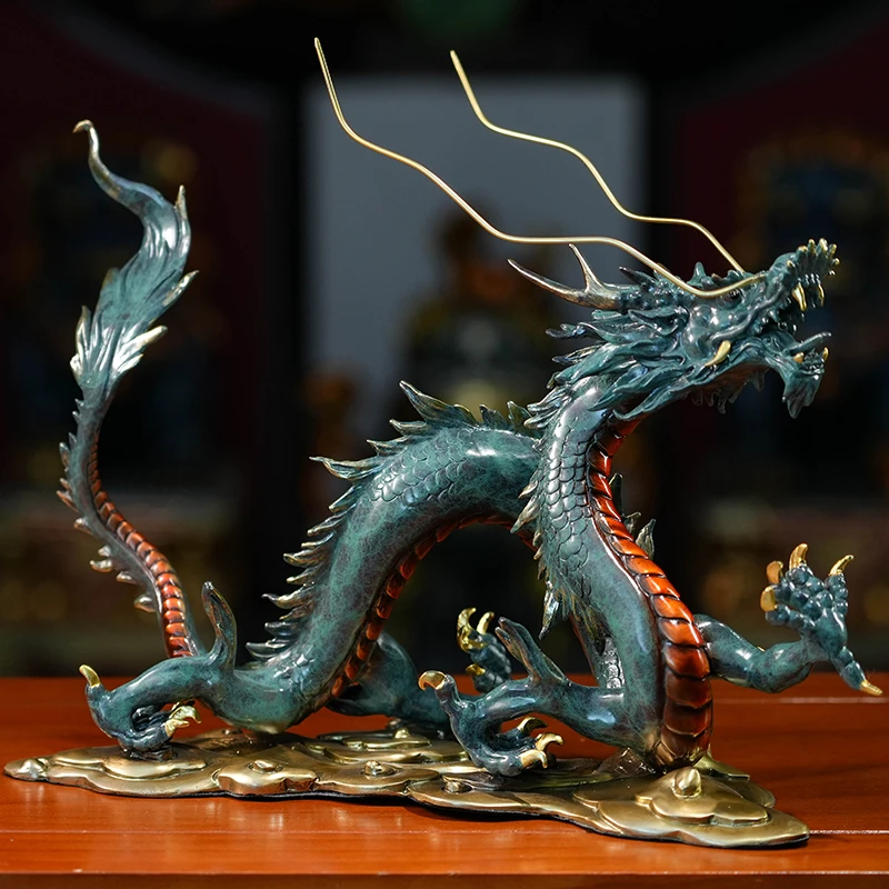 铜家别院《龙腾四海》全铜工艺品青龙办公室客厅送礼高档个性家饰品