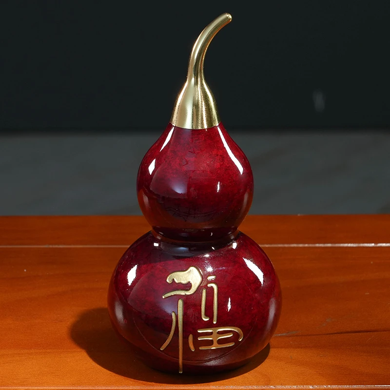 铜家别院《福字葫芦》全铜工艺品 开口福字装饰客厅办公室送礼摆件