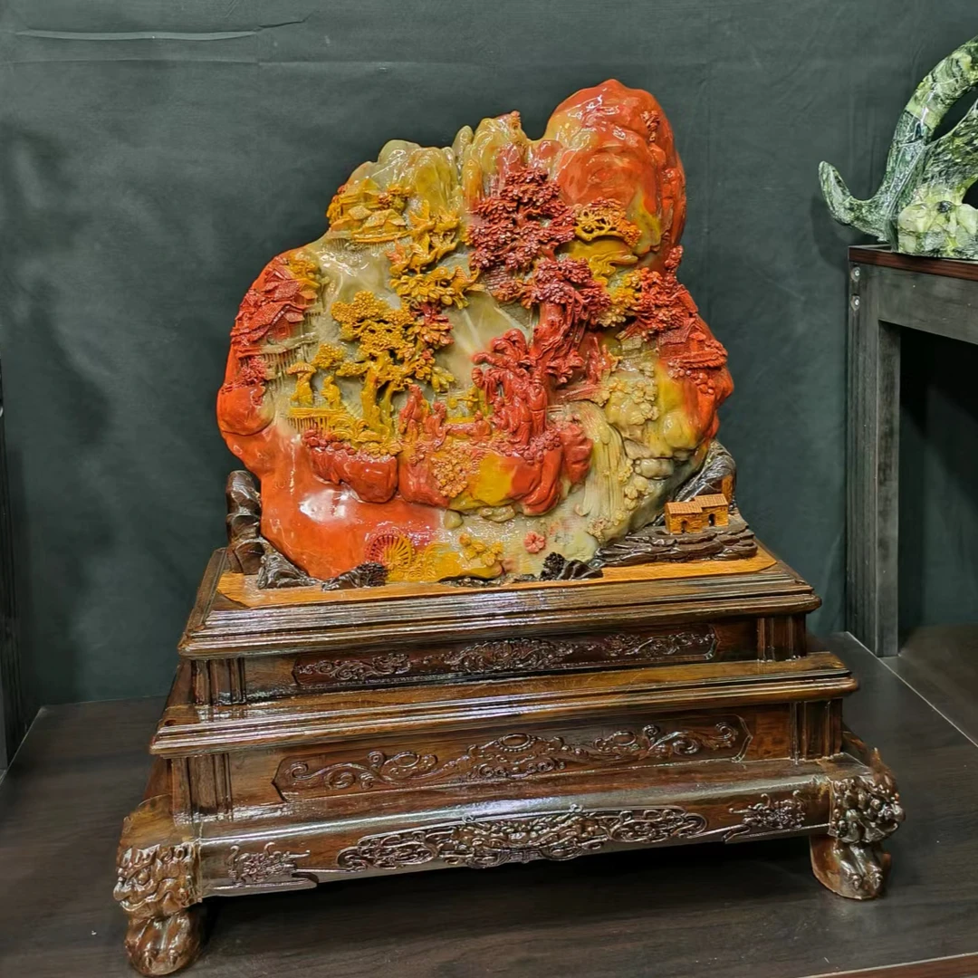 山水大摆件手工创意创意玄关雕刻摆设