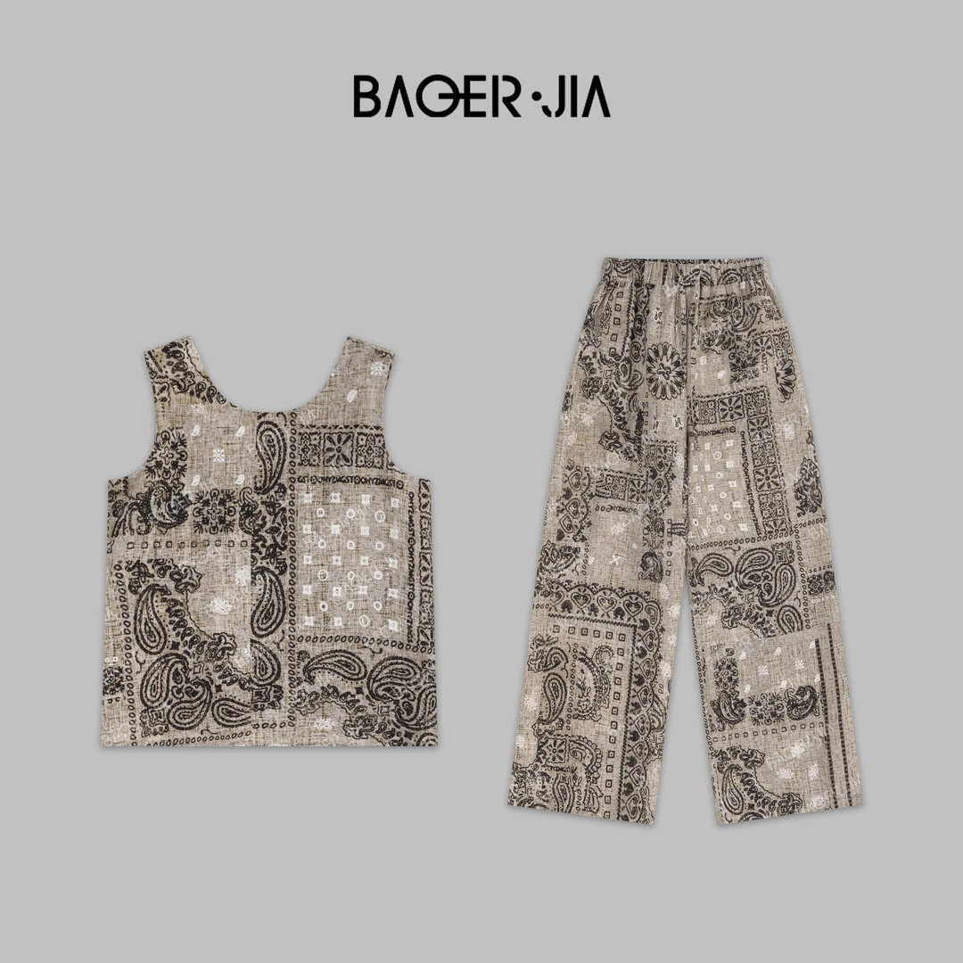 7-【腰果花】宝儿家BF29424205夏季穿搭新款时尚复古苎麻上衣裤装