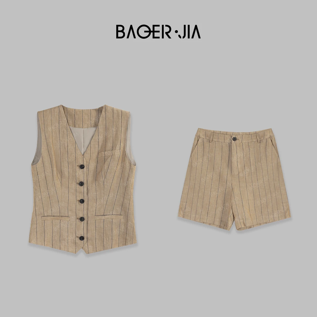 88-宝儿家BF23524205夏季穿搭新款时尚气质休闲百搭条纹上衣裤装