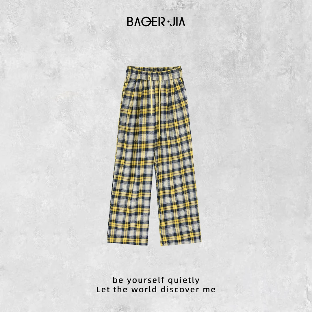 88-宝儿家含幂BC63524412冬季穿搭新款格子阔腿加绒加厚保暖裤子