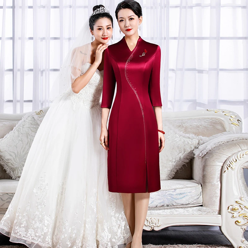 5498喜婆婆婚宴装时尚礼服旗袍新款高贵气质显瘦年轻妈妈连衣裙