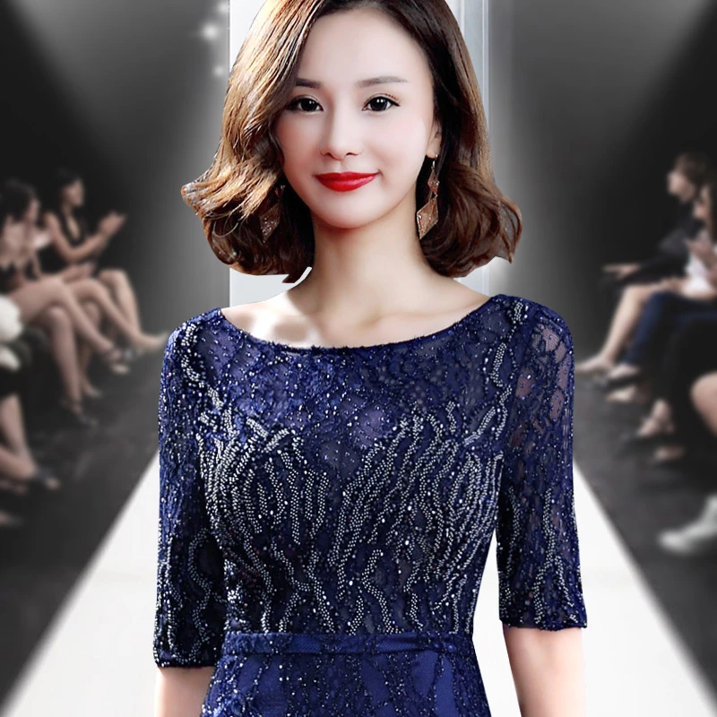 9075晚礼服裙女轻奢小众高端2023新款高级感高贵妈妈婚宴礼服宴会