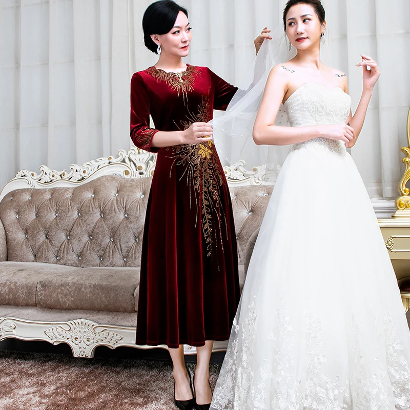 5146高级感贵气喜妈妈婚宴晚礼服气质优雅显瘦婚礼新娘妈妈礼服裙