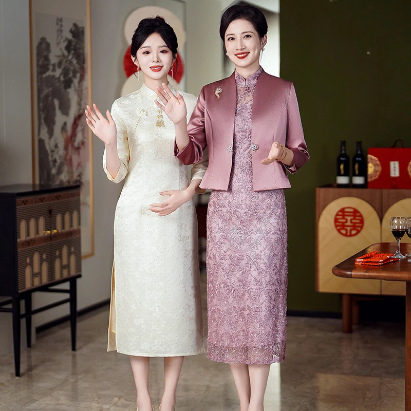 5655喜婆婆婚宴装新款春款高贵洋气高端轻奢高级感妈妈礼服十月份