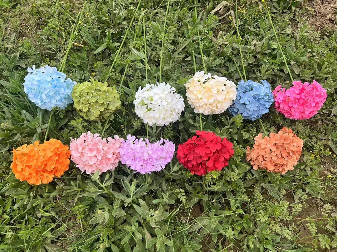 非金属布艺婚庆饰品 绣球花仿真绣球单支棒棒糖绣球婚庆花材地排