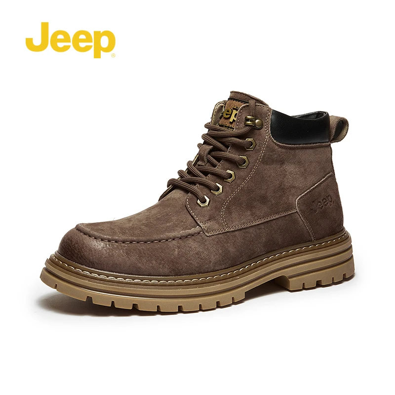 JEEP/吉普马丁靴男时尚新款秋冬季真皮高帮鞋复古英伦风工装靴