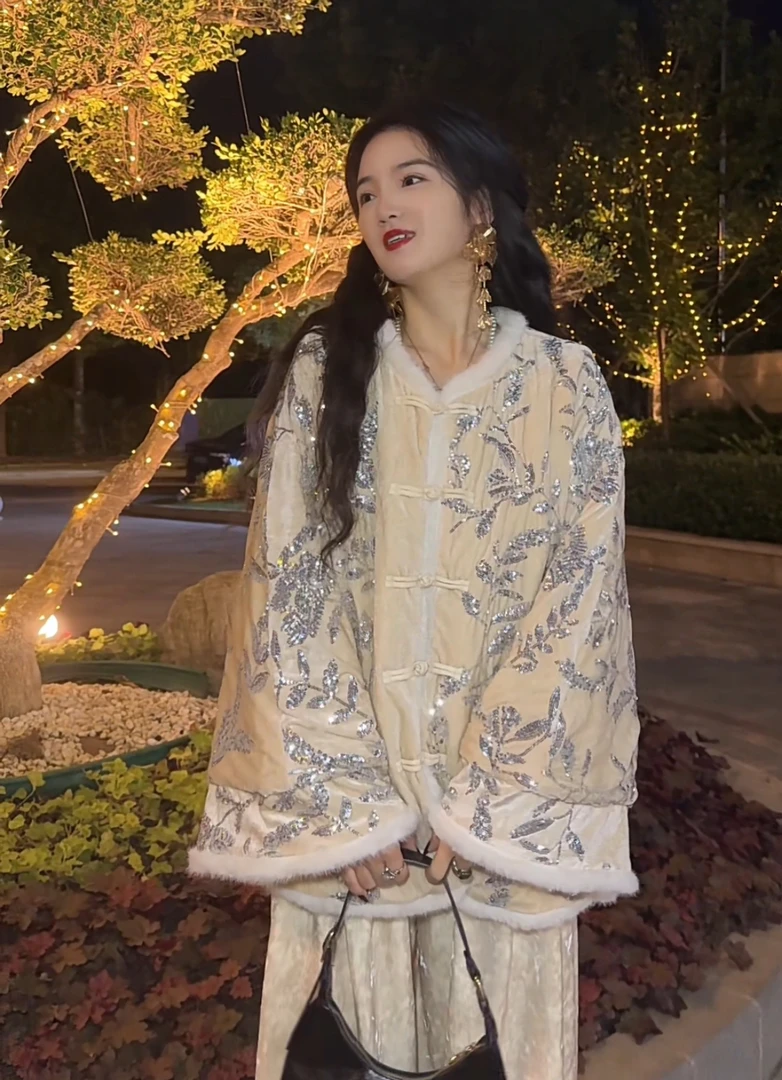 月畔湾【忘秦川】冬季新中式国风盘扣棉服女中国风重磅禅意复古外套