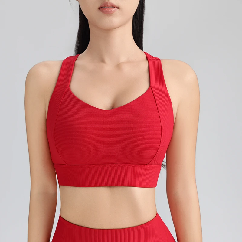 【lu&lu限定】高强一体杯排扣速干运动透气瑜伽裸感女士美背-735