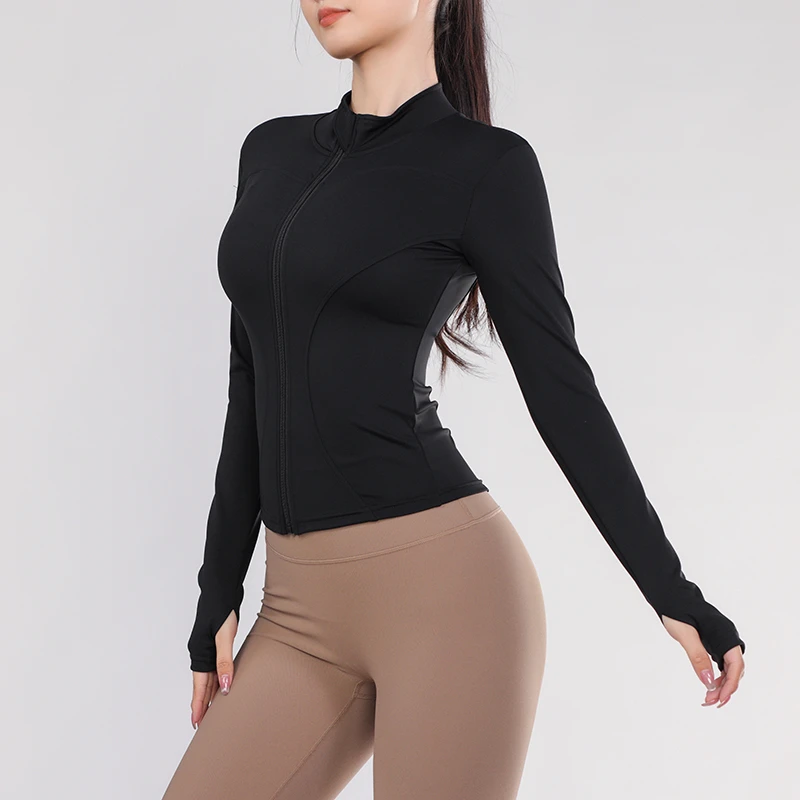 秋冬加绒加厚女士运动跑步骑行瑜伽服加绒显瘦外套强压高弹-311