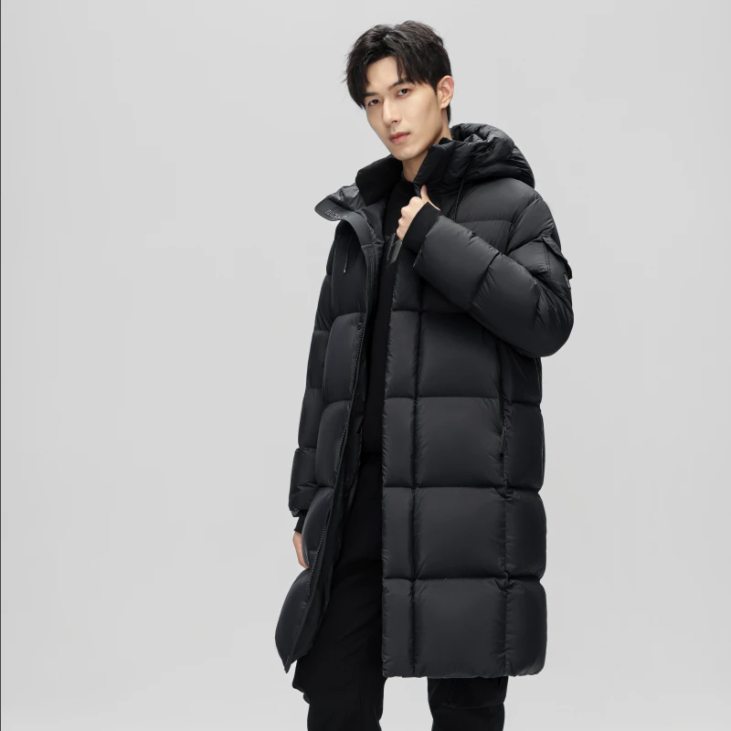 【许凯同款】雅鹿正品男女士冬季外套加厚情侣长款魔方格鹅绒羽绒服