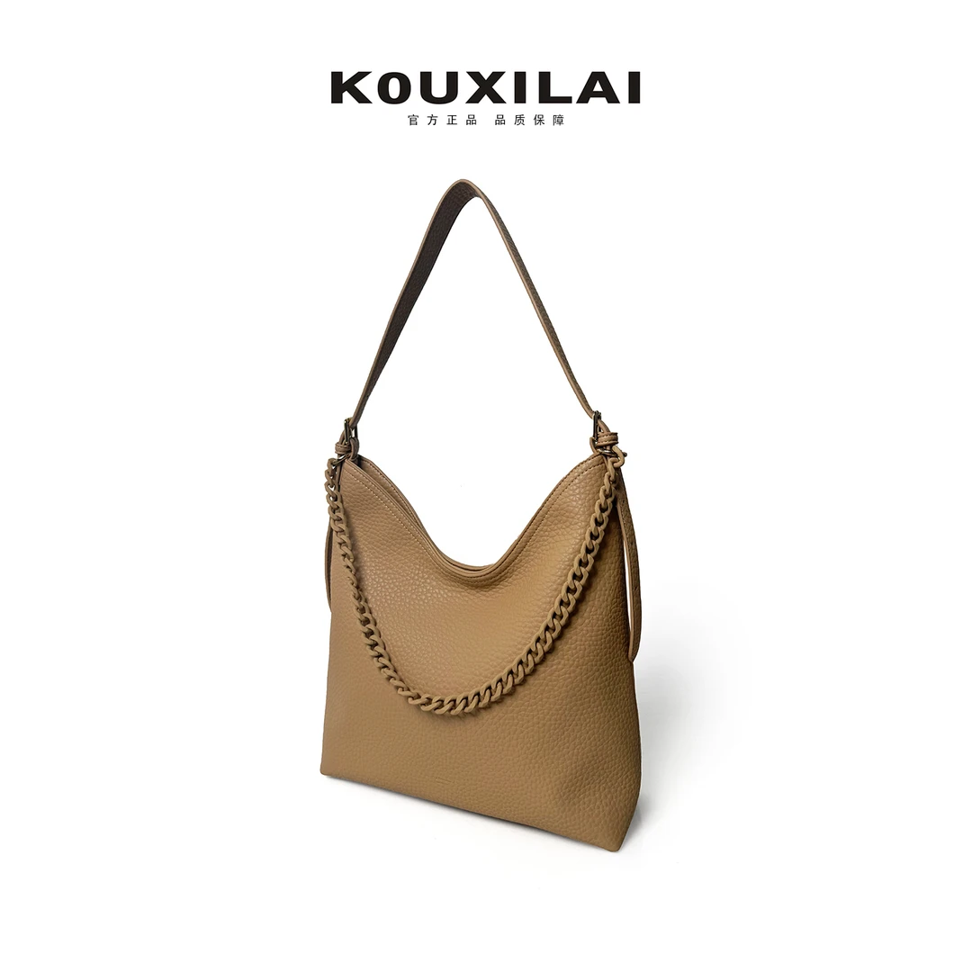 香港KOUXILAI品牌时尚休闲百搭小众设计师腋下牛皮托特包K6261