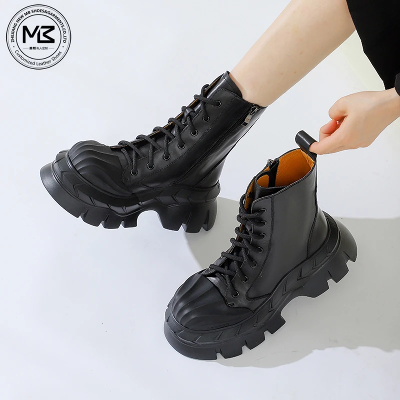 【MB美帮】2024年秋新款百搭厚底马丁靴女英伦风增高中筒软皮潮ins