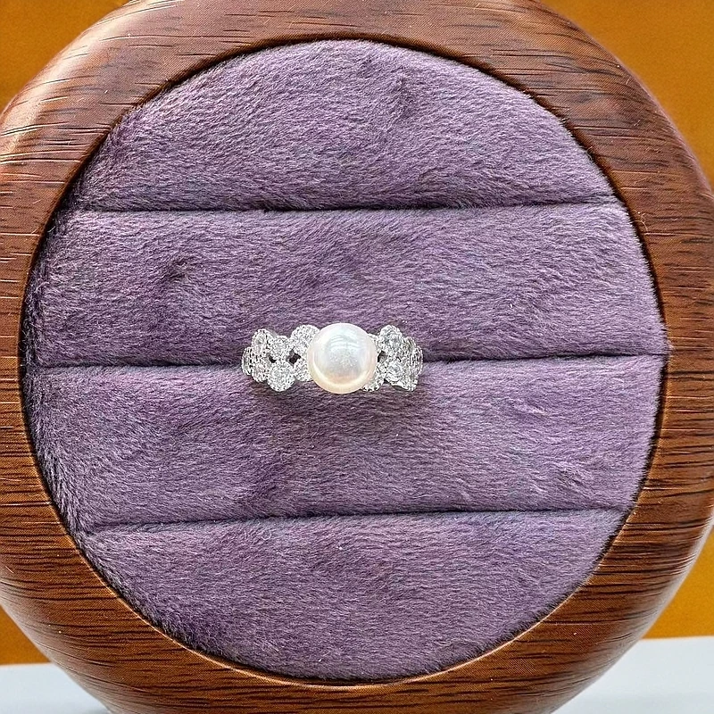 6-7mm天然淡水珍珠S925银时尚简约款戒指