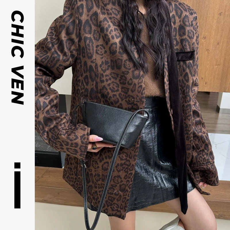 CHIC VEN秋冬新款简约百搭小方包牛皮精致潮流单肩斜挎包96929