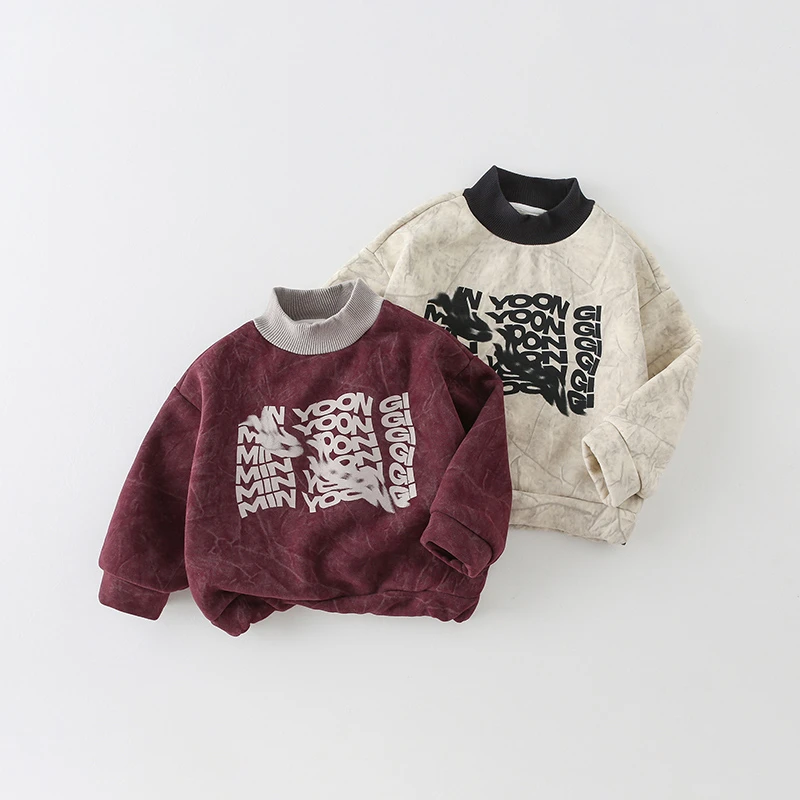 【加绒】儿童卫衣秋冬2024新款时尚洋气重叠字母长袖AS635