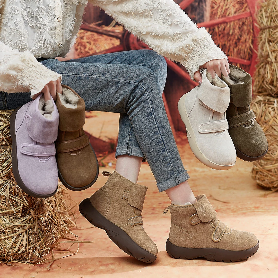 3.5公分 真皮冬季原创棉靴新款软底舒适防滑轻便女雪地靴  462