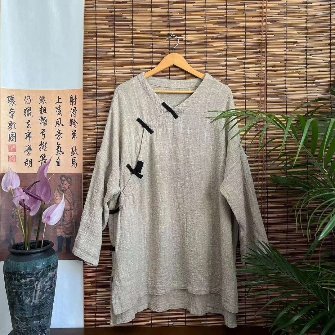 【大梅子推荐】设计款色织亚麻旗袍YQH9619