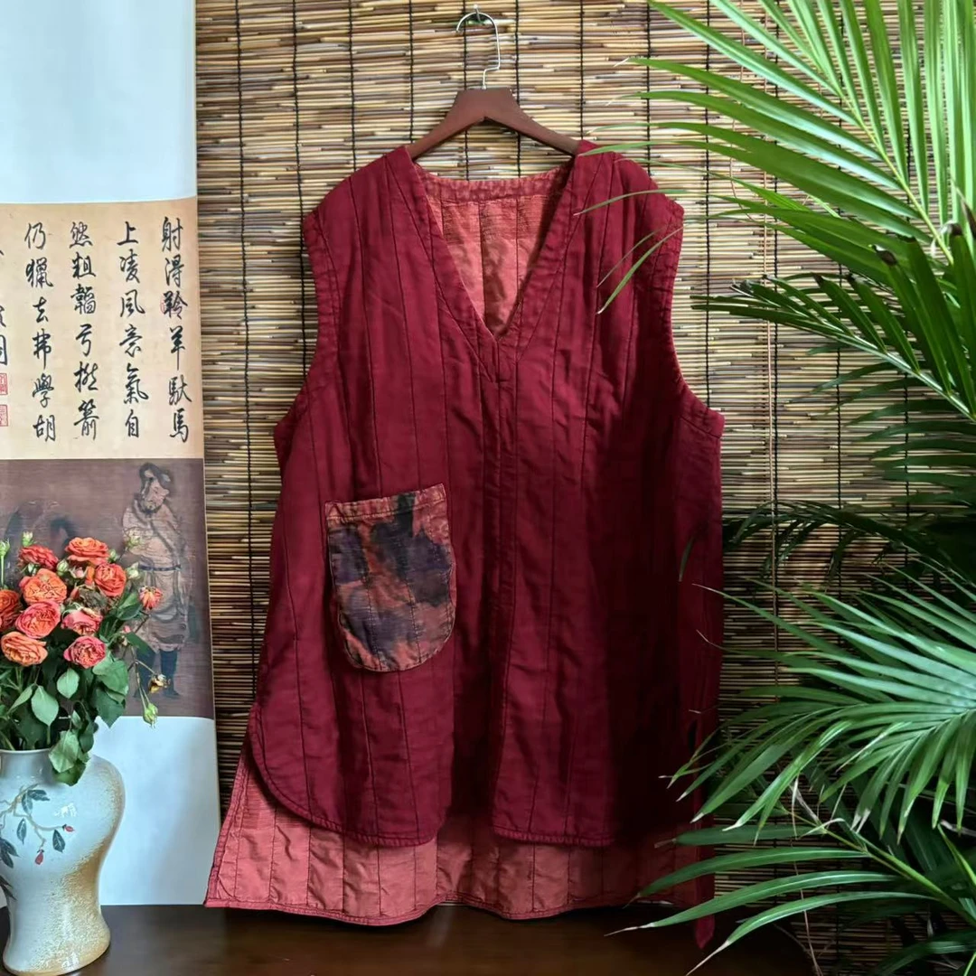 【大梅子推荐】设计款亚麻口袋印花背心S2211