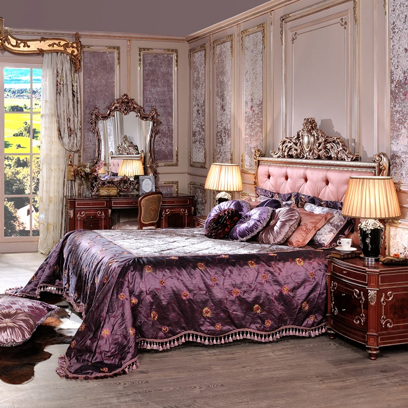 戴妃coco法式古典宫廷风实木雕花布艺奢华双人床2190*2090*1650H