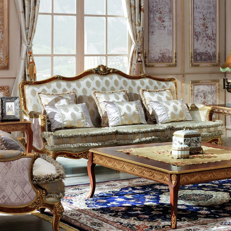 图余欧式意式古典实木雕花复古做旧沙发 别墅巴洛克单双三人沙发