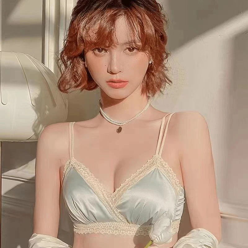 法式内衣女小胸聚拢无钢圈薄款舒适美背三角杯少女文胸罩透气