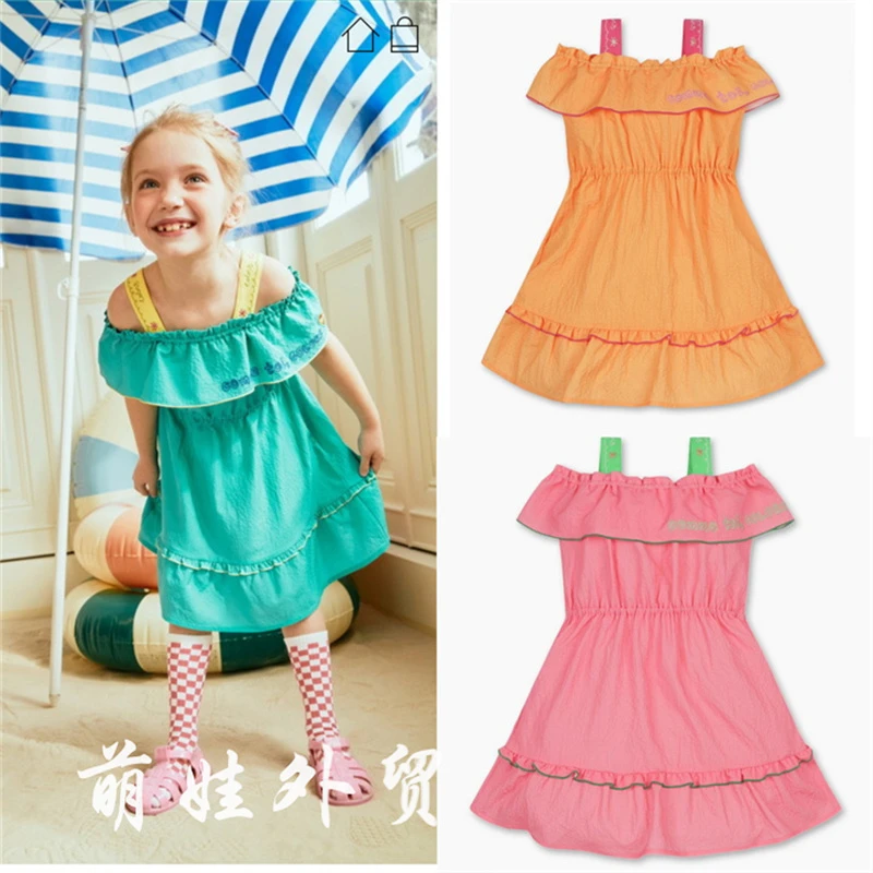 超值 轻薄柔软透气100-150码出口韩国贝纳t夏新款女童连衣裙肩带