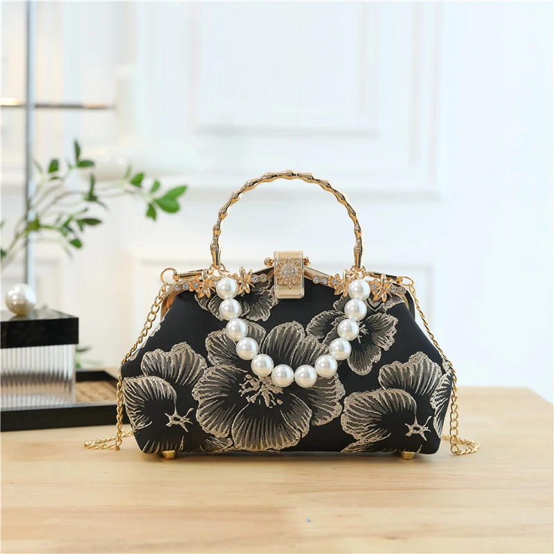 『烟雨濛升级』新国风复古宴会气质优雅手拎名媛包单肩法式百搭A779