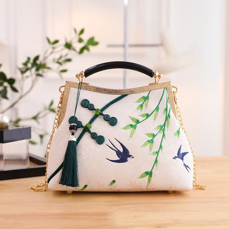 【燕归来】新中式国风旗袍马面裙搭配复古斜挎肩包国风刺绣包包A392