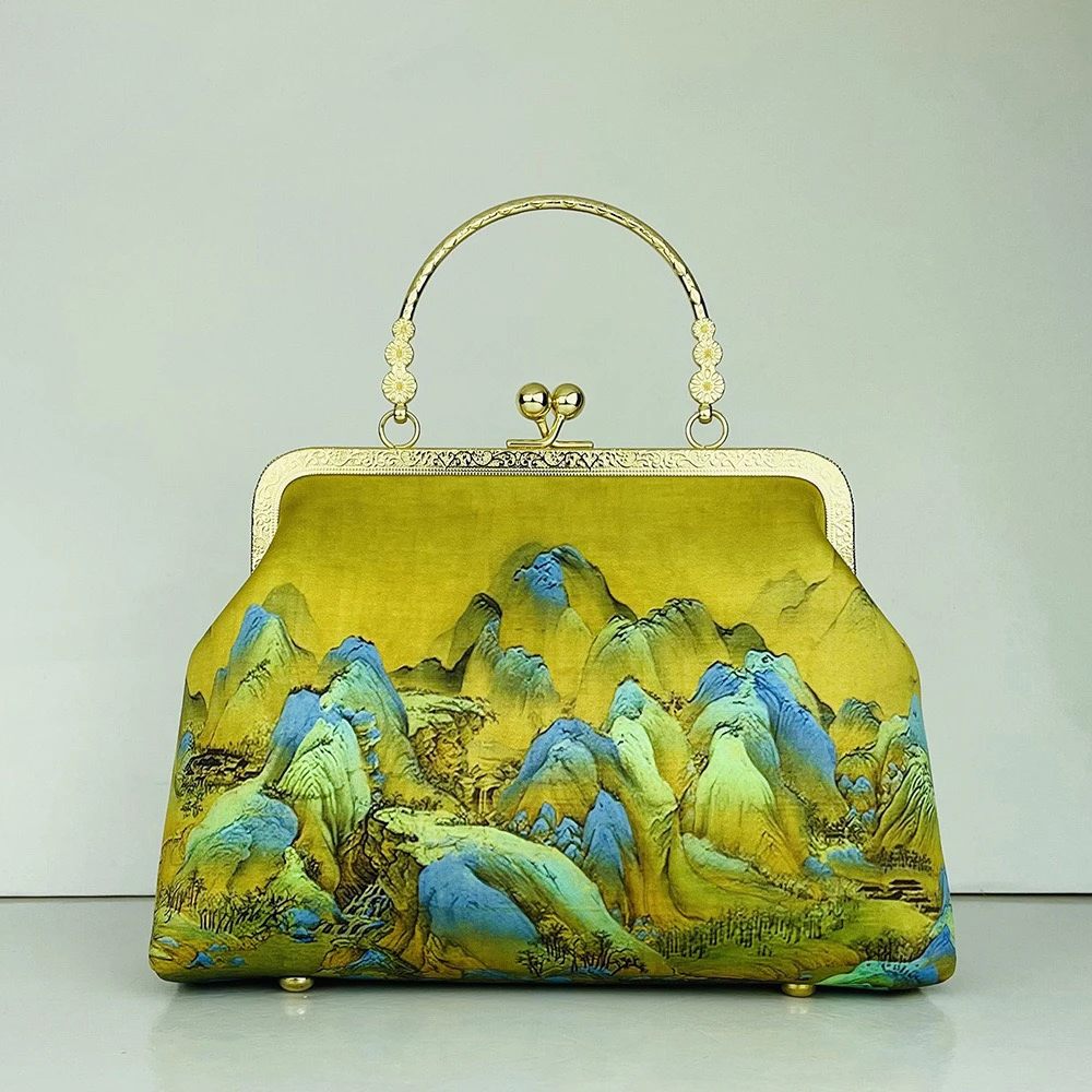 【千里江山小号3006】新中式国风旗袍马面裙搭配复古手提斜挎包A425